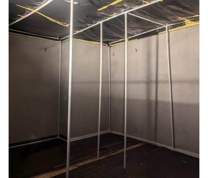 Building negative air chamber to treat for microbials 