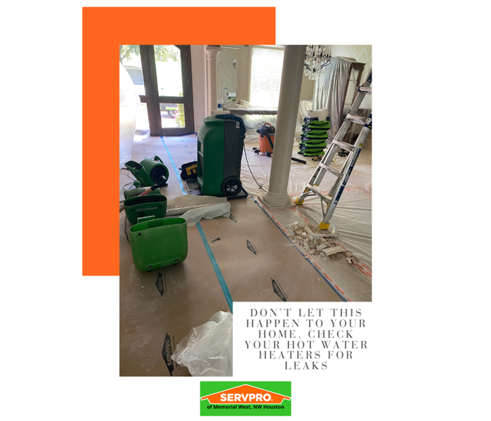water heater leak, water damage, restoration company, SERVPRO